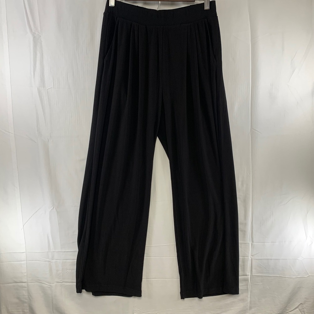 Dear Scarlett Wide Leg Pants Women Medium Black Pleated Elastic Waist Resort